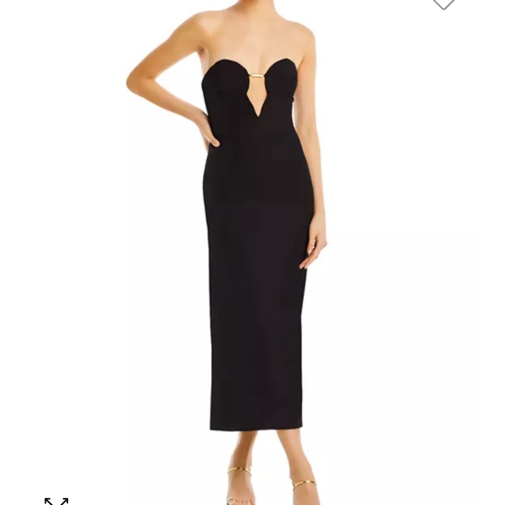 Bardot black plunge midi dress